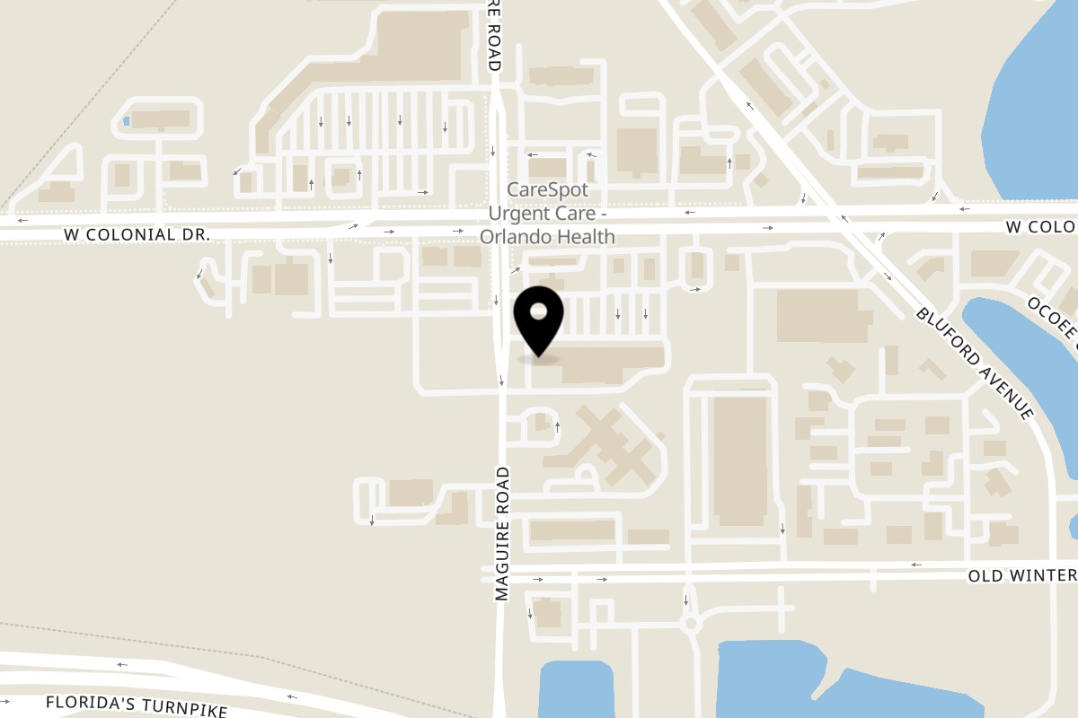 Map showing the location of Evoo Fresh Mediterranean Kitchen on 10968 W Colonial Dr in Ocoee